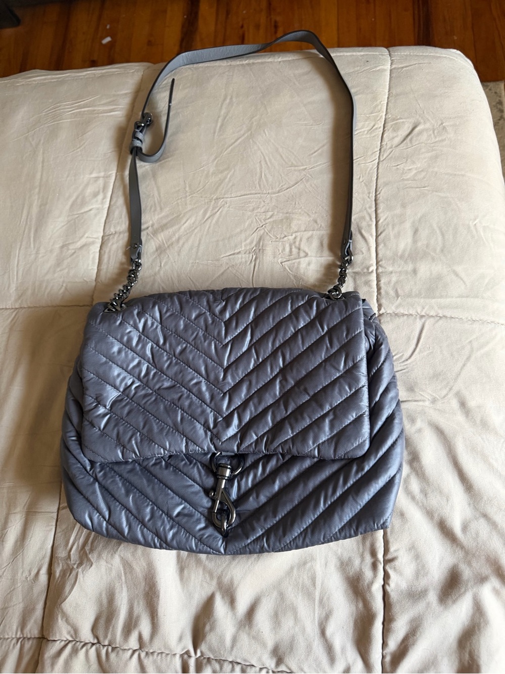Rebecca Minkoff Edie Nylon Jumbo shoulder bag steel gray nwt never worn